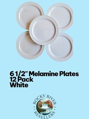 6 1/2" Melamine Plates | 12/Pack | Narrow Rim | White